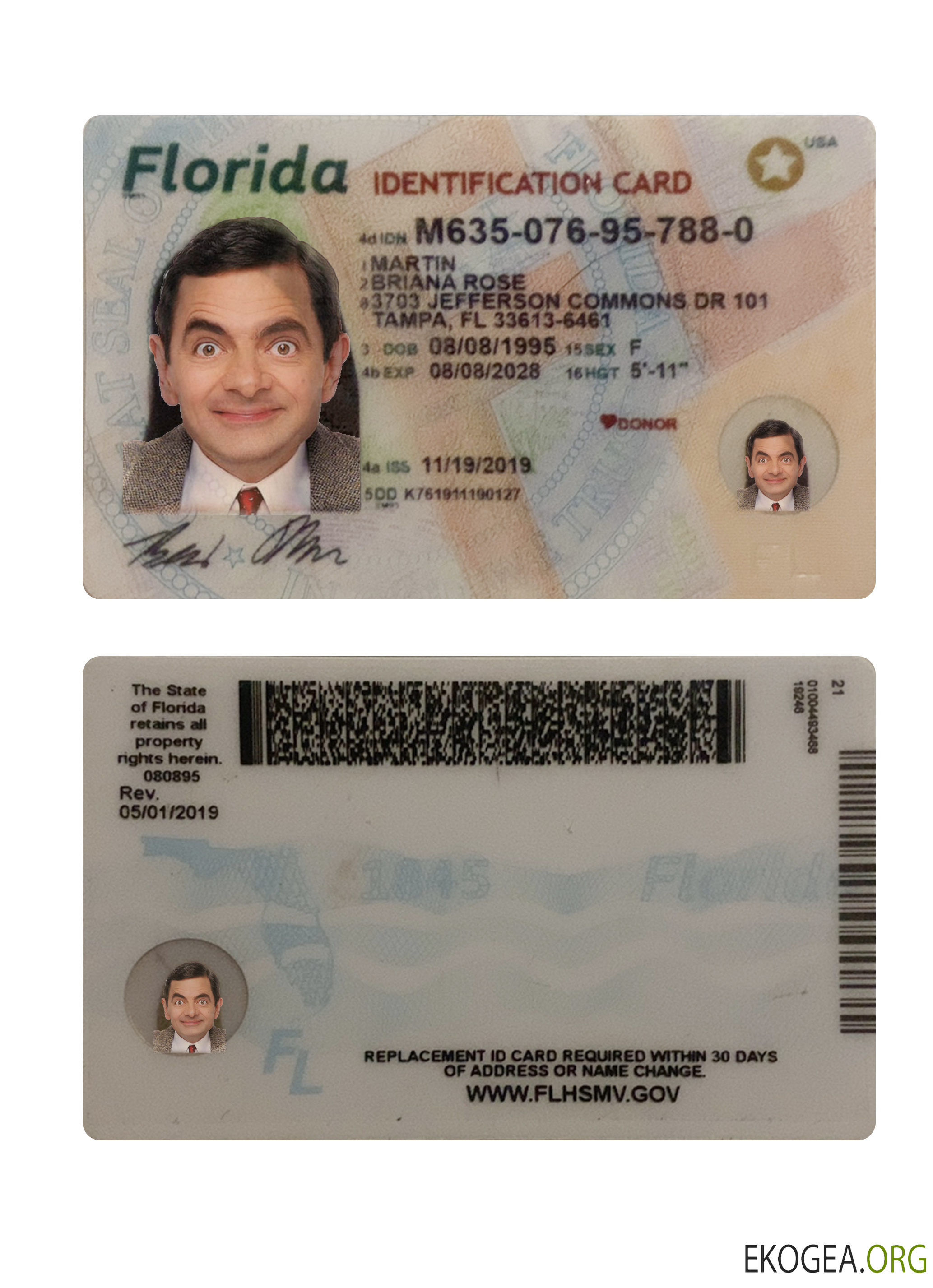 Carte d'identité USA Floride